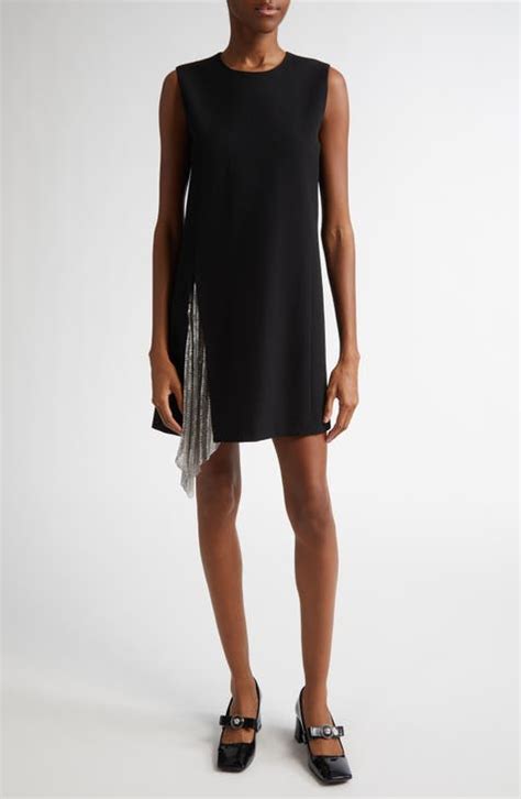 Versace Metallic Mesh Inset Virgin Wool Cocktail Dress 